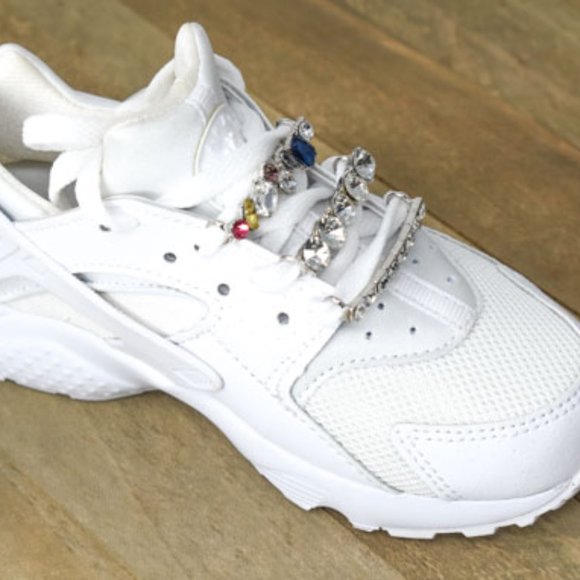 3PC Rhinestone Shoelace Silver Tone Sneaker Charm - Picture 9 of 10